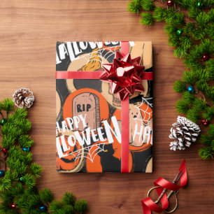  Cute & Scary Halloween Spooky vibes  Wrapping Paper
