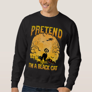 Cute Scary Horror Pretend I'm A Black Cat Moon Hal Sweatshirt