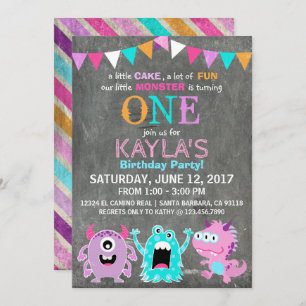 Cute Scary Little Monsters Birthday Invitation