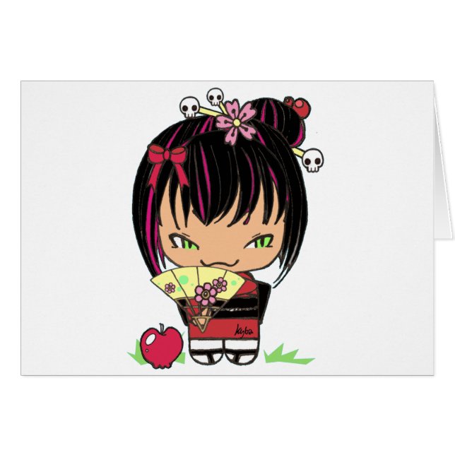 Cute Scary Miao - gothic kokeshi doll (Front Horizontal)
