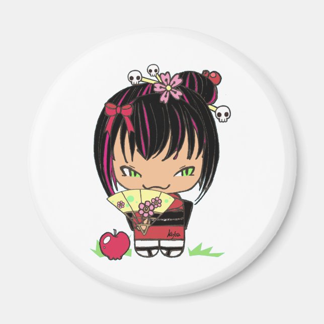 Cute Scary Miao - gothic kokeshi doll Magnet (Front)