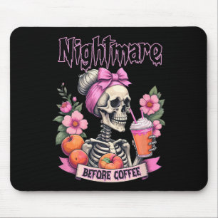 Cute Scary Night Before Coffee Halloween Flower Sk Mouse Pad