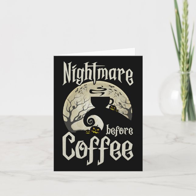 Cute Scary Night Before Coffee Halloween Fun Mug G Card (Front)