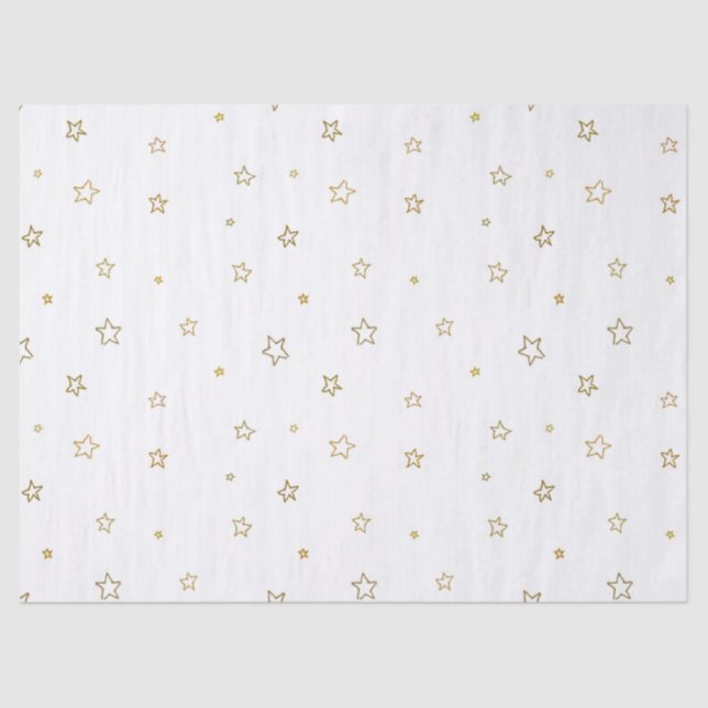 Cute Scattered Star Pattern on White Tissue Paper (Front)