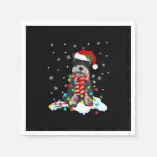 Cute Schnauzer Christmas Lights With Santa Hat Napkin