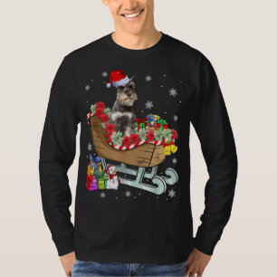 Cute Schnauzer Dog Christmas Santa Hat Xmas Puppy  T-Shirt