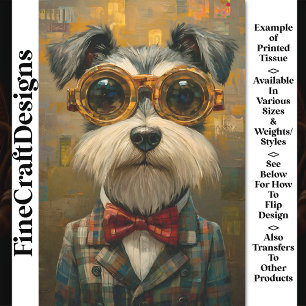 Cute Schnauzer Dog In Suit & Shades CC7 Decoupage Tissue Paper
