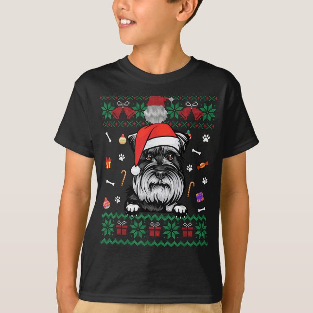 Cute Schnauzer Dog Ugly Christmas Sweater Santa Ha (Front)