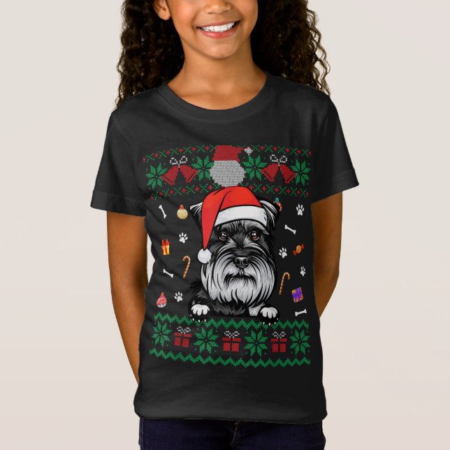 Cute Schnauzer Dog Ugly Christmas Sweater Santa Ha (Front)