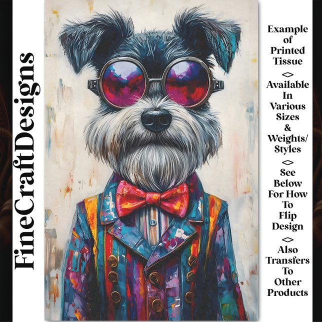 Cute Schnauzer Dog, Vivid Colourful CD1 Decoupage Tissue Paper (Creator Uploaded)