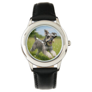 Cute Schnauzer Kid's Personalised Watch