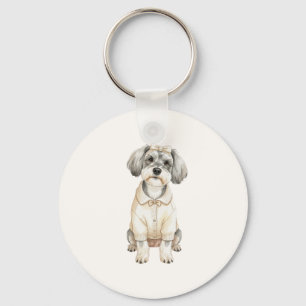 Cute schnauzer long eared dog  key ring