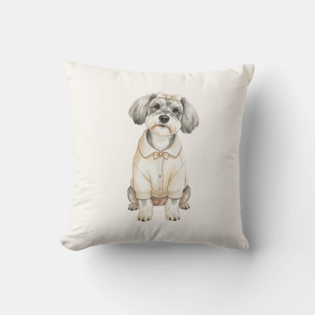 Cute schnauzer long eared dog pillow (Front)