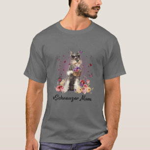 Cute Schnauzer Mum Flower Happy Mother's Day Love T-Shirt