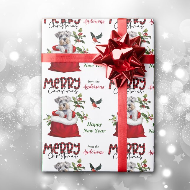 Cute Schnauzer Terrier Dog in Christmas Gift Bag Wrapping Paper (Creator Uploaded)