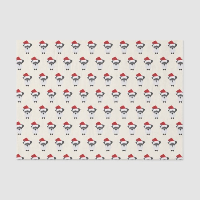 Cute Schnauzer with a Santa Hat - Christmas Tissue Paper (Front)