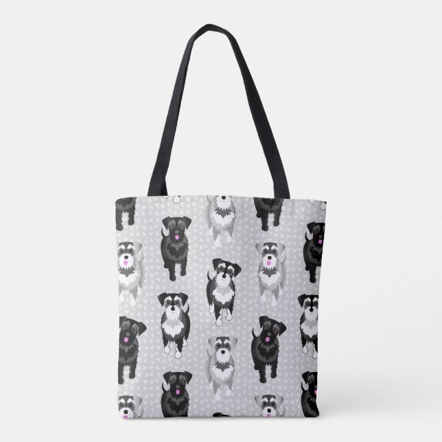 Cute Schnauzers Retro Pattern Tote Bag (Back)