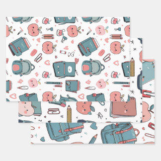 Cute Scholastic Paper, Back to School Wrapping Paper Sheet