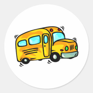 Cute School Bus Classic Round Sticker