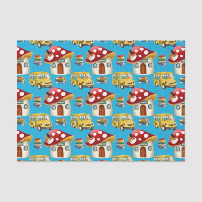 Cute school bus pattern party tissue paper (Front)