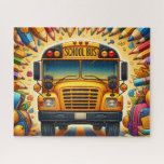 Cute School Bus With Pencils Jigsaw Puzzle<br><div class="desc">Cute School Bus With Pencils
Art/illustration
colorful
customizable</div>