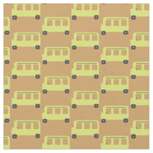 Cute School Bus Yellow Black Orange Education  Fabric