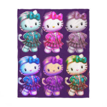 Cute School girl Baby Kitty Fleece Blanket