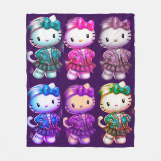 Cute School girl Baby Kitty Magenta Fleece Blanket