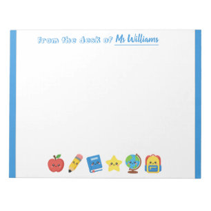 Cute School Icons Personalised Teacher Notepad