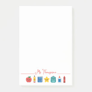 Cute School Icons Personalised Teacher Post-it Notes