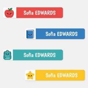 Cute School Icons Personalised Waterproof Name