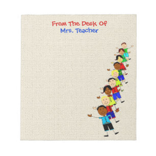 Cute School Kids Illustration For Teachers Notepad