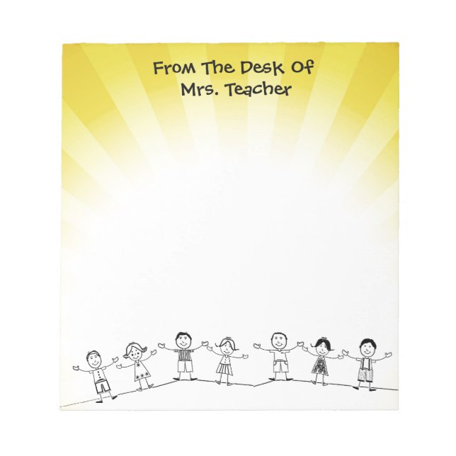Cute School Kids Teacher Notepad (Front)