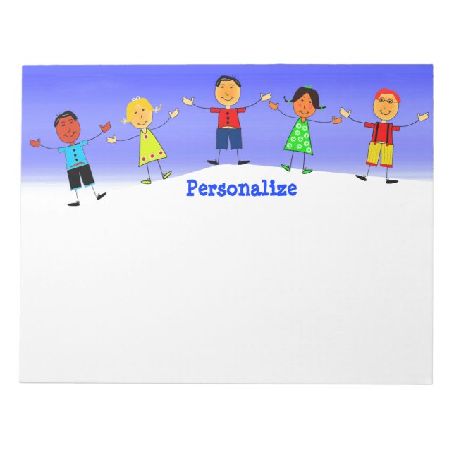 Cute School Kids Teacher Personalised Notepad (Front)