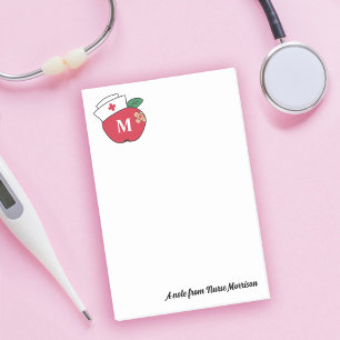Cute School Nurse Apple Monogram A Note From