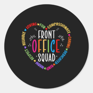 Cute School Secretary Admin Appreciation Front Off Classic Round Sticker