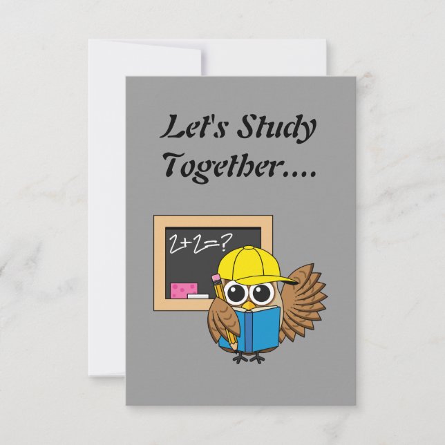 Cute School Student Owl Cartoon | Add Text Invitation (Front)
