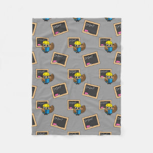 Cute School Student Owl Cartoon Fleece Blanket