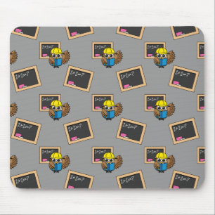 Cute School Student Owl Cartoon Mouse Pad