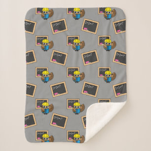 Cute School Student Owl Cartoon Sherpa Blanket