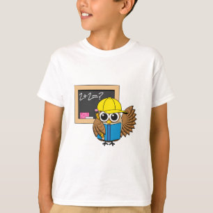 Cute School Student Owl Cartoon T-Shirt