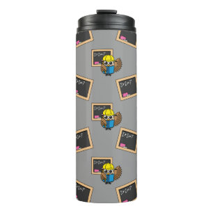 Cute School Student Owl Cartoon Thermal Tumbler