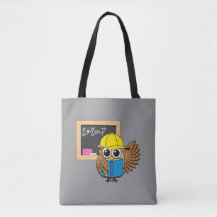 Cute School Student Owl Cartoon Tote Bag
