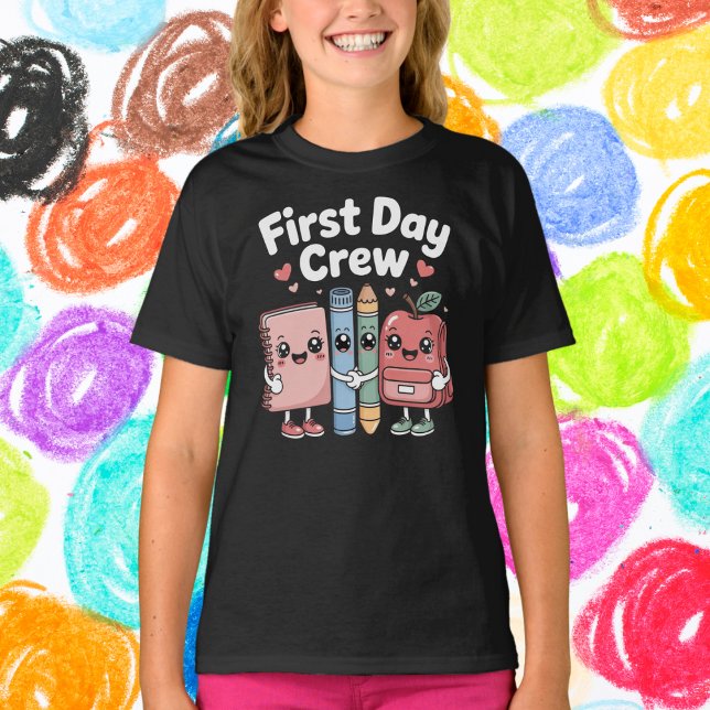 Cute School Supplies Friends First Day Crew T-Shirt (Creator Uploaded)
