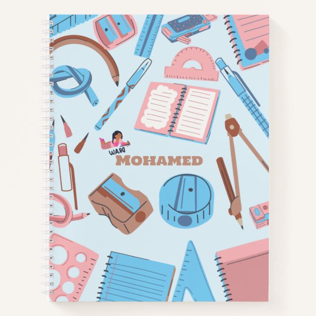 Cute School Supplies Personalised Notebook (Front)
