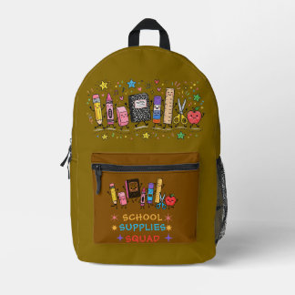 Cute School Supplies Squad Fun Back to School Printed Backpack