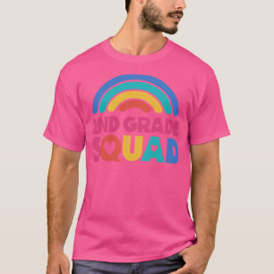 Cute School Teacher 2nd Grade Squad with Retro Rai T-Shirt