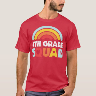 Cute School Teacher 4th Grade Squad with Retro Rai T-Shirt