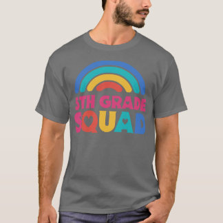 Cute School Teacher 5th Grade Squad with Retro Rai T-Shirt