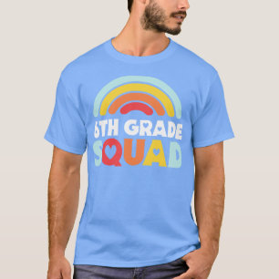 Cute School Teacher 6th Grade Squad with Retro Rai T-Shirt